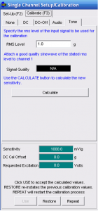 Accelerometer calibration screen