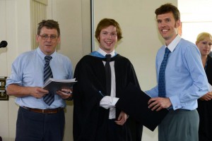 Paul Clark receives the 2012 Prosig ISVR Student Prize from James Wren of Prosig