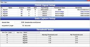 User interface for transducer sensitivity and measurement parameters